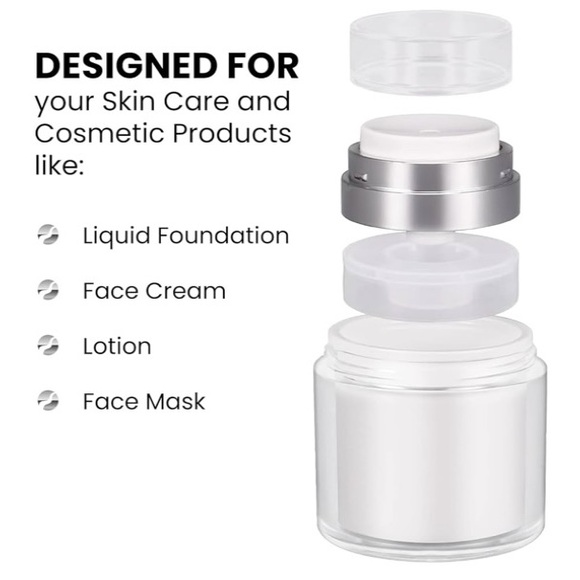 NWOT Empty Airless Cosmetic Container. Refillable Container For Creams. - Picture 4 of 6